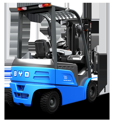 Fabricado na China, o elevador elétrico puro de quatro eixos de balanço da BYD, com peso de 2,0 a 2,5 toneladas, da série EL